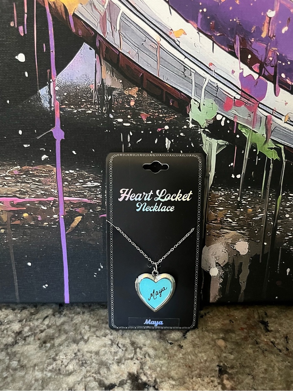 Maya Silver-tone Heart Necklace with Turquoise Enamel